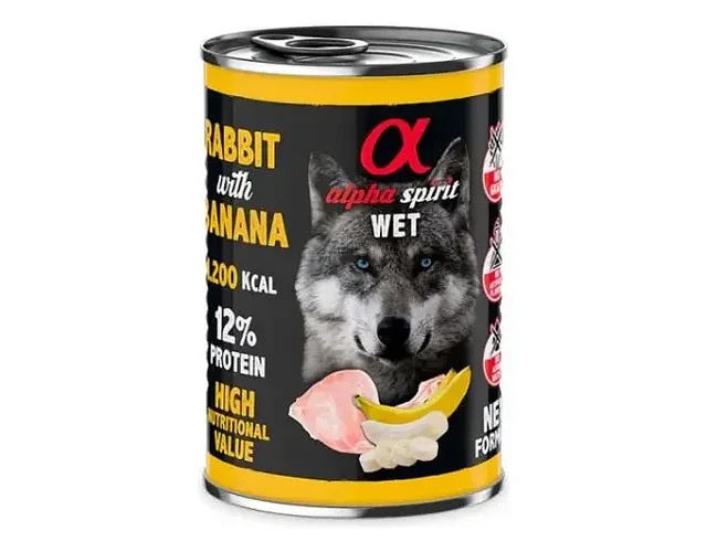Alpha Spirit Alimento Húmedo Perro Sabor Conejo Y Plátano 400g