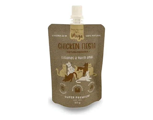 Winga Alimento Humedo Pouch Chicken Fiesta Gato 90 Gr Pollo