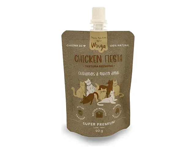 Winga Alimento Humedo Pouch Chicken Fiesta Gato 90 Gr Pollo