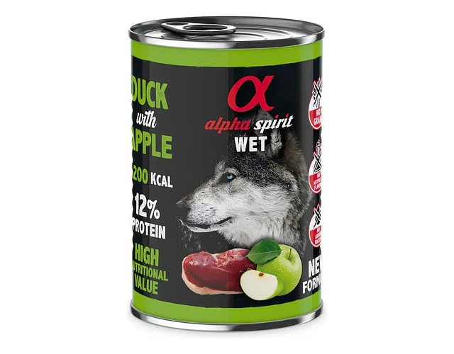 Alpha Spirit Lata Para Perros Sabor Pato Con Manzana 400g