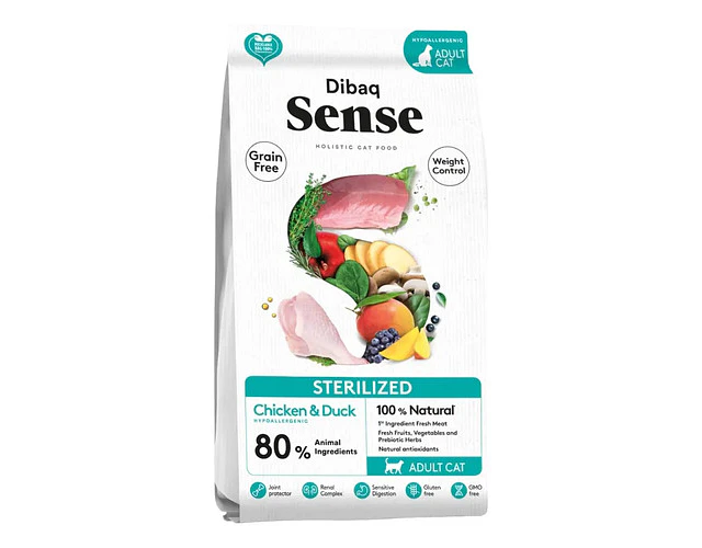 Dibaq Sense Cat Sterilized Pollo Pato Gato Seca 1.5kg Control Peso