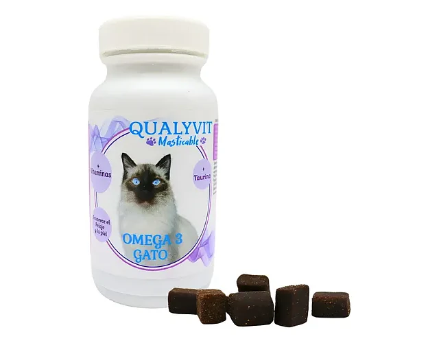 Omega 3 Para Gatos Qualyvit Masticable Con Taurina 65 Unidades