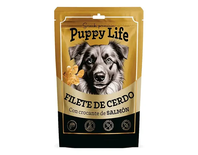 Puppy Life Snack Filetes D Cerdo Con Crocante De Salmon 80g