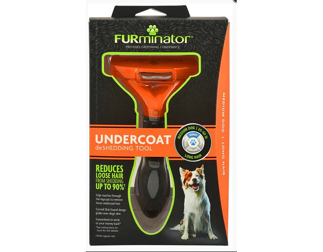 Furminator Deslanador Peine Naranja Para Perros Medianos Pelo Largo Cerdas Acero