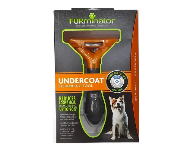 Furminator Deslanador Peine Naranja Para Perros Medianos Pelo Largo Cerdas Acero