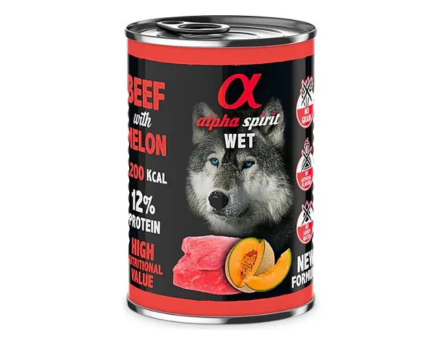 Comida Húmeda Para Perro Adulto Sabor Ternera Y Melón Alpha Spirit 400g