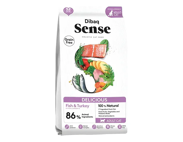 Alimento Cat Delicious 1.5kg Pescado/pavo Sense Holistic