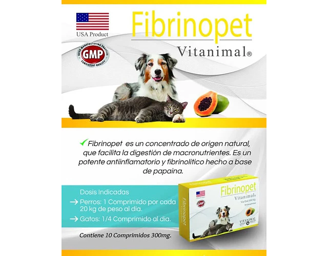 Fibrinopet Vitanimal Suplemento Perros Gatos 30 Comprimidos