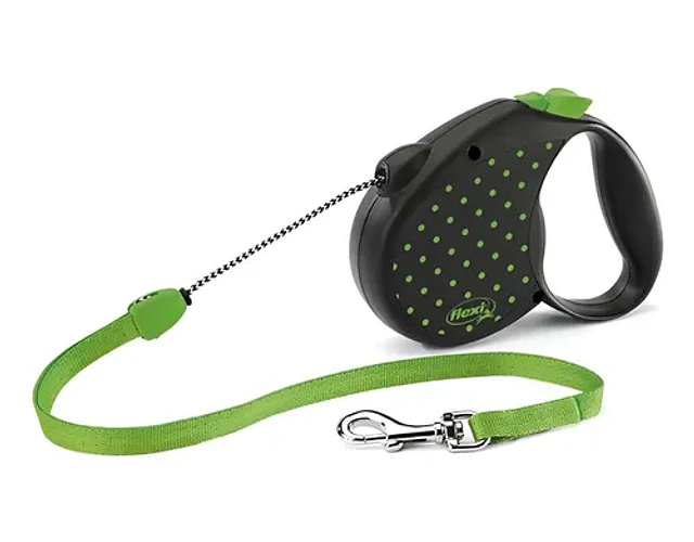 Correa Flexi Color Dots 5mts. Talla S, Hasta 12kg - Verde
