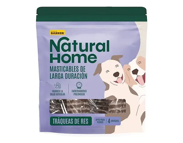 Snack Masticable Perro Barker Tráquea De Res Natural 4 Unid