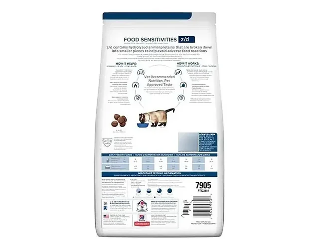 Alimento Hill's Prescription Diet Food Sensitivities Z/d Para Gato Adulto Sabor Pollo De 1.8 Kg