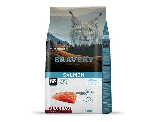 Bravery Gato Adulto ESTERILIZADO Sabor Salmón De 7 Kg