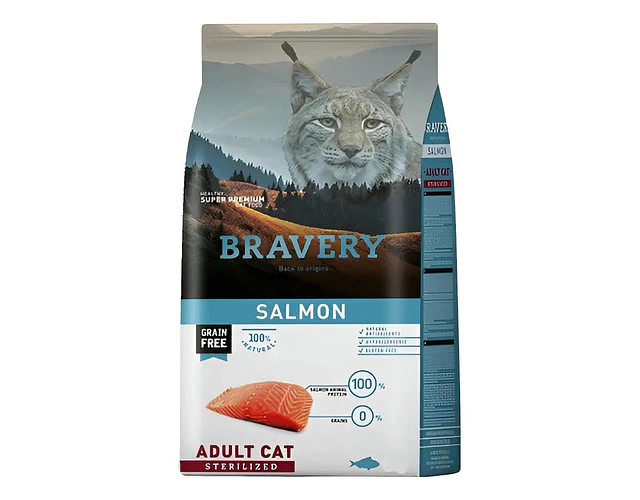 Bravery Gato Adulto ESTERILIZADO Sabor Salmón De 7 Kg