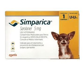 Simparica 5mg 1,3 - 2,5kg 1 comprimido