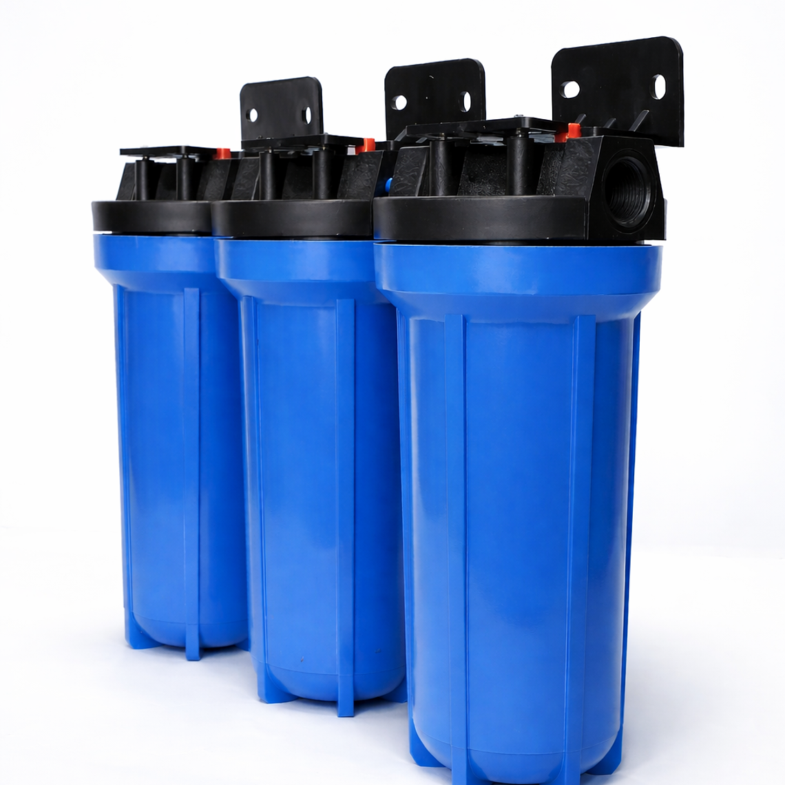 Pack 3 Carcasas Azules Portafiltros Alta Resistencia 10″ x 2.5″. Salida 3/4  2