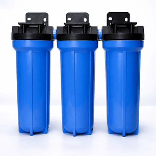 Pack 3 Carcasas Azules Portafiltros Alta Resistencia 10″ x 2.5″. Salida 3/4 