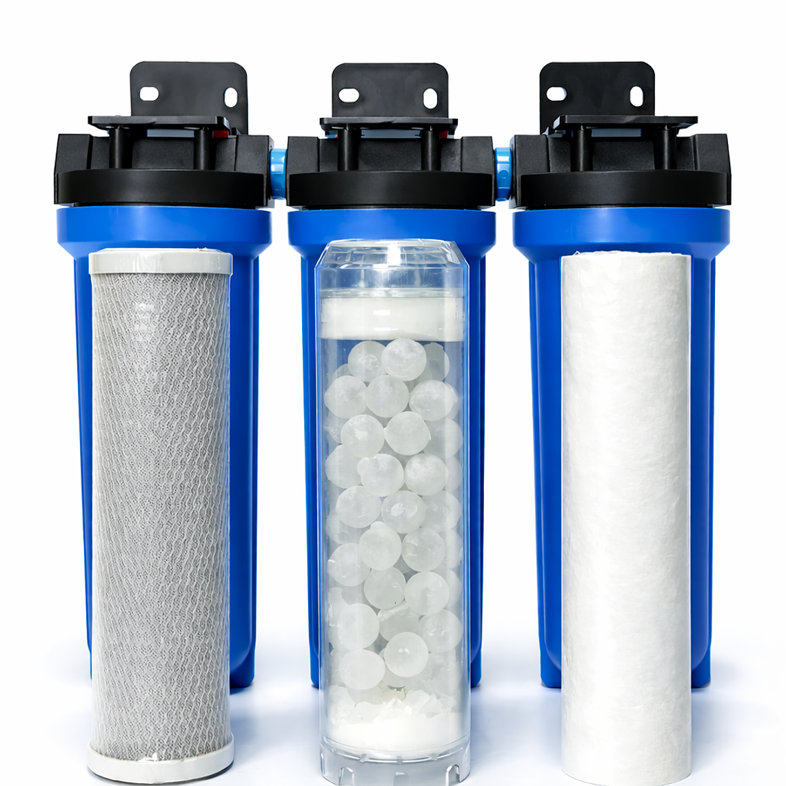 Pack Filtro Triple 10″ x 2.5″. Salida 3/4 – Para Sedimentos, Sarro y Cloro 1