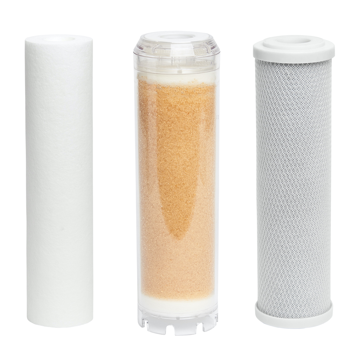 Pack 3 Filtros 10″ x 2.5″ Polipropileno, resina y carbón block 1