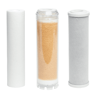 Pack 3 Filtros 10″ x 2.5″ Polipropileno, resina y carbón block