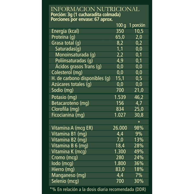 Spirulina Nature 200 g polvo Orgánico