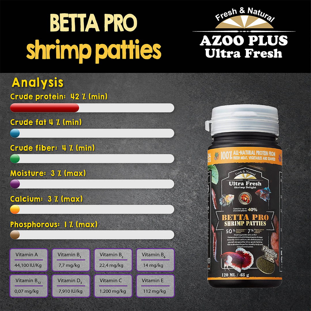AZOO Betta Pro Shrimp Patties 60ml 6