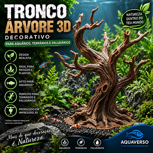 Tronco Árvore 3D Decorativo para Aquário, Terrário e Paludário