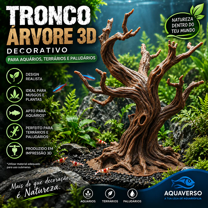 Tronco Árvore 3D Decorativo para Aquário, Terrário e Paludário 1