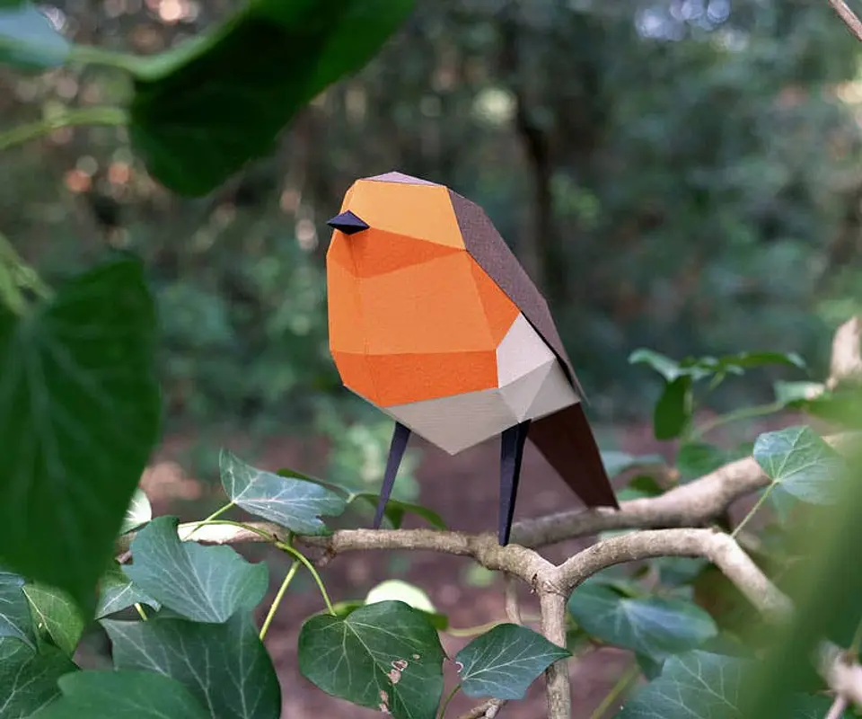 ERITHACUS RUBECULA - pássaro de papel 3