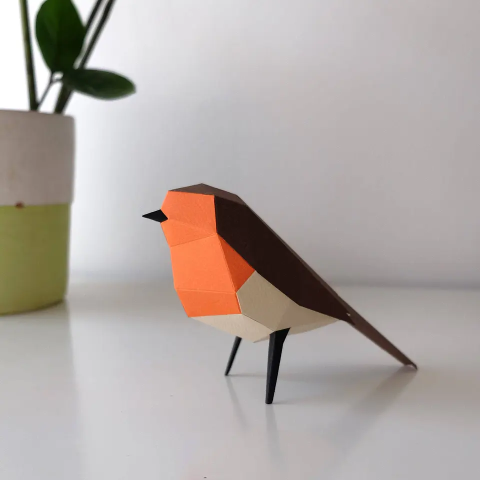 ERITHACUS RUBECULA - pássaro de papel 5