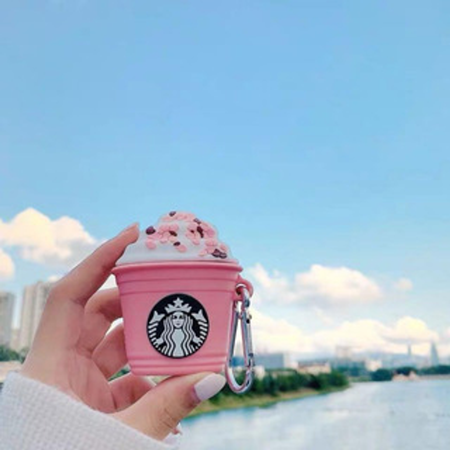 Funda protectora vaso Starbucks rosa