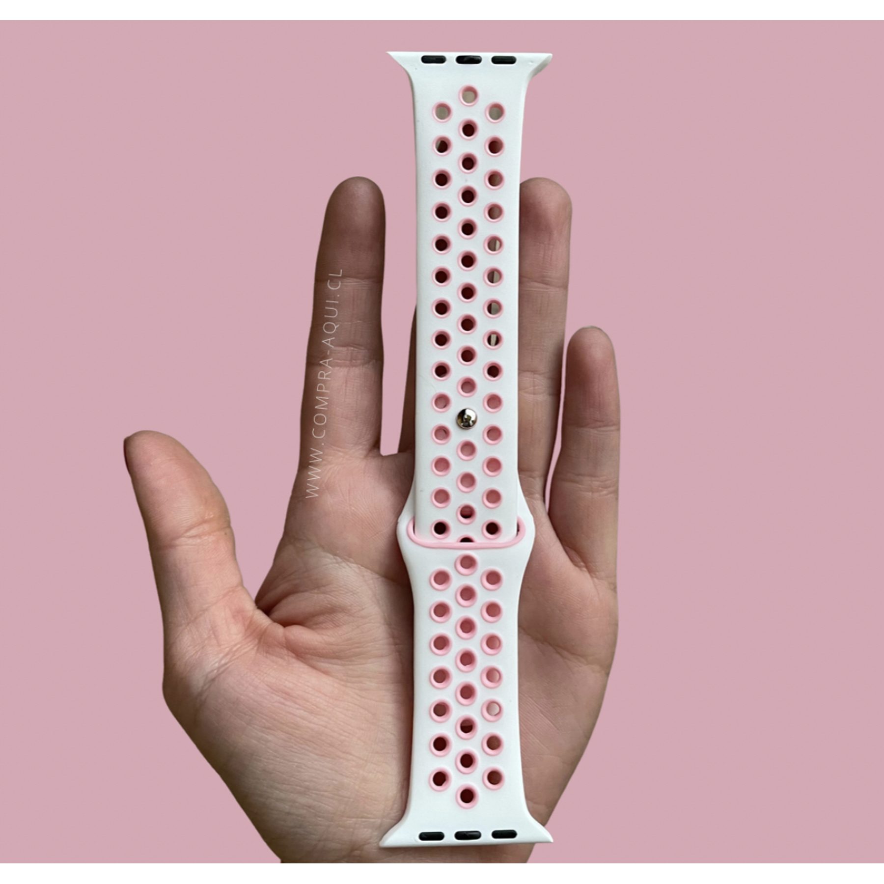 Correa deportiva 38/40/41mm color: blanca c/puntos rosas