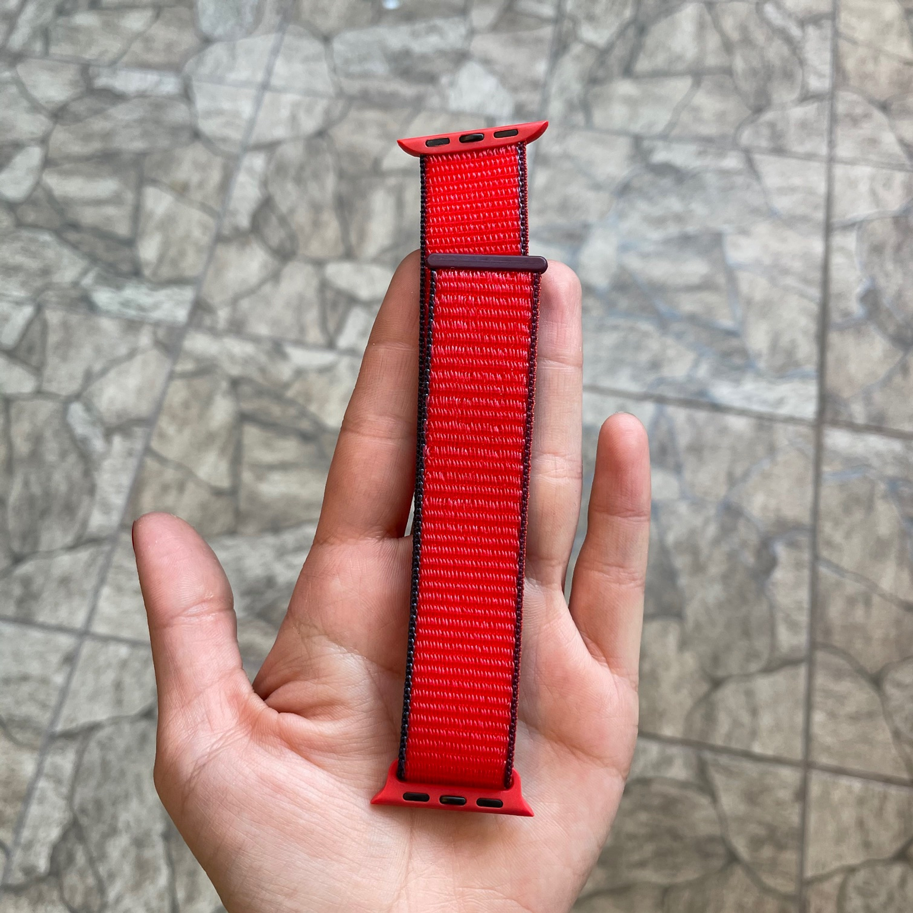 Correa velcro nailon color: roja con bordes azules 38/40/41mm