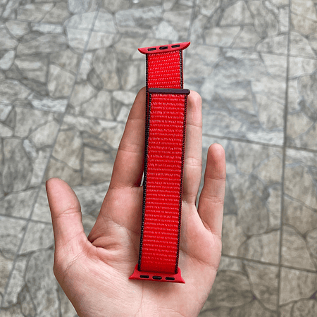 Correa velcro nailon color: roja con bordes azules 38/40/41mm