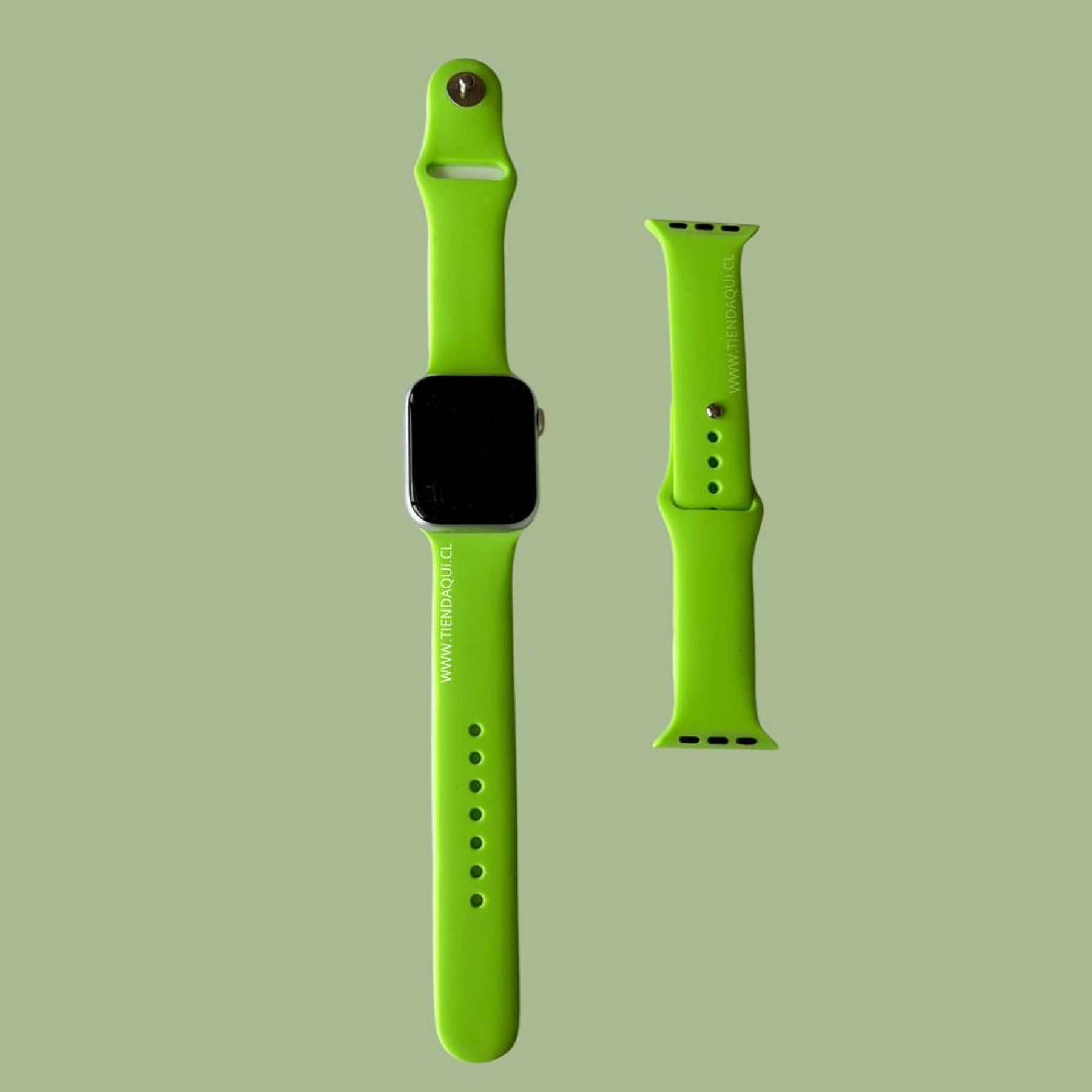 Correa silicona 42/44/45/49mm color: verde fluor