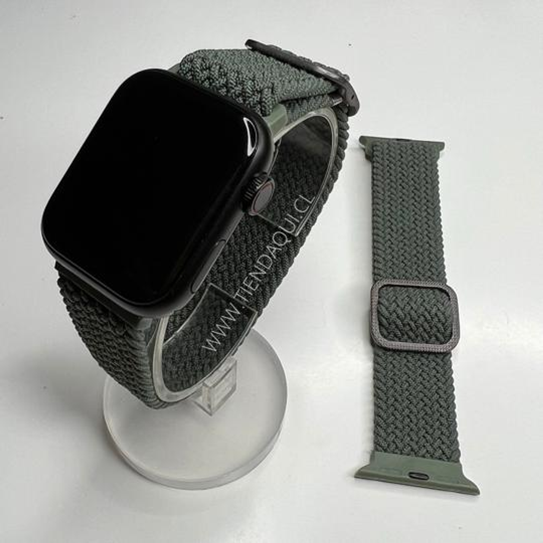 Correa trenzada elasticada Sololoop Ajustable 38/40/41mm color:verde petroleo 