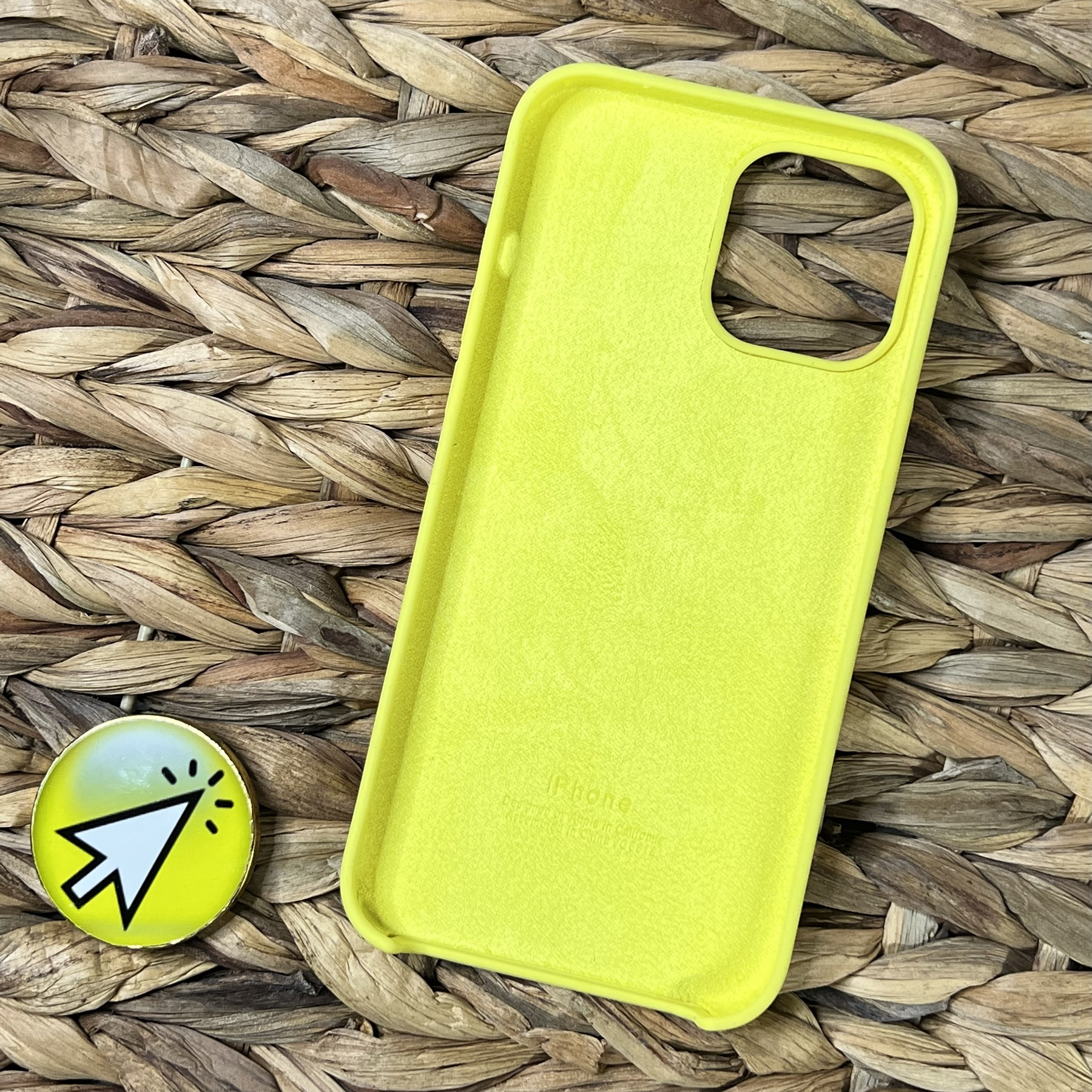 Funda silicona con cuerda iPhone 12 Pro Max (amarillo) - Inicial + Nombre 