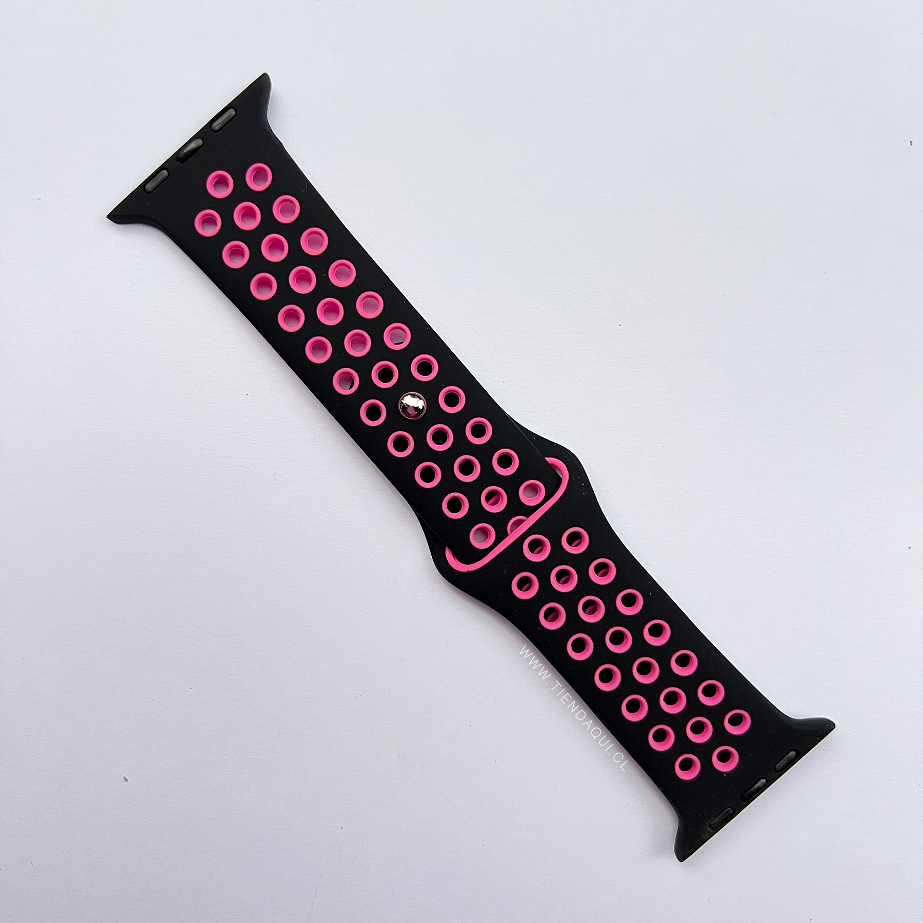 Correa deportiva 42/44/45/49mm color: negra c/puntos rosas