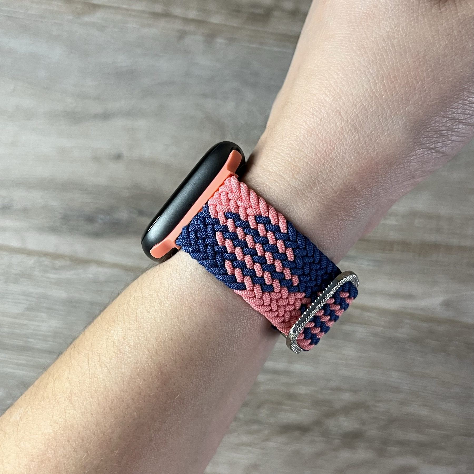 Correa trenzada elasticada Sololoop Ajustable 42/44/45/49mm color: rosa con azul