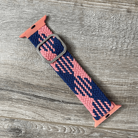 Correa trenzada elasticada Sololoop Ajustable 42/44/45/49mm color: rosa con azul