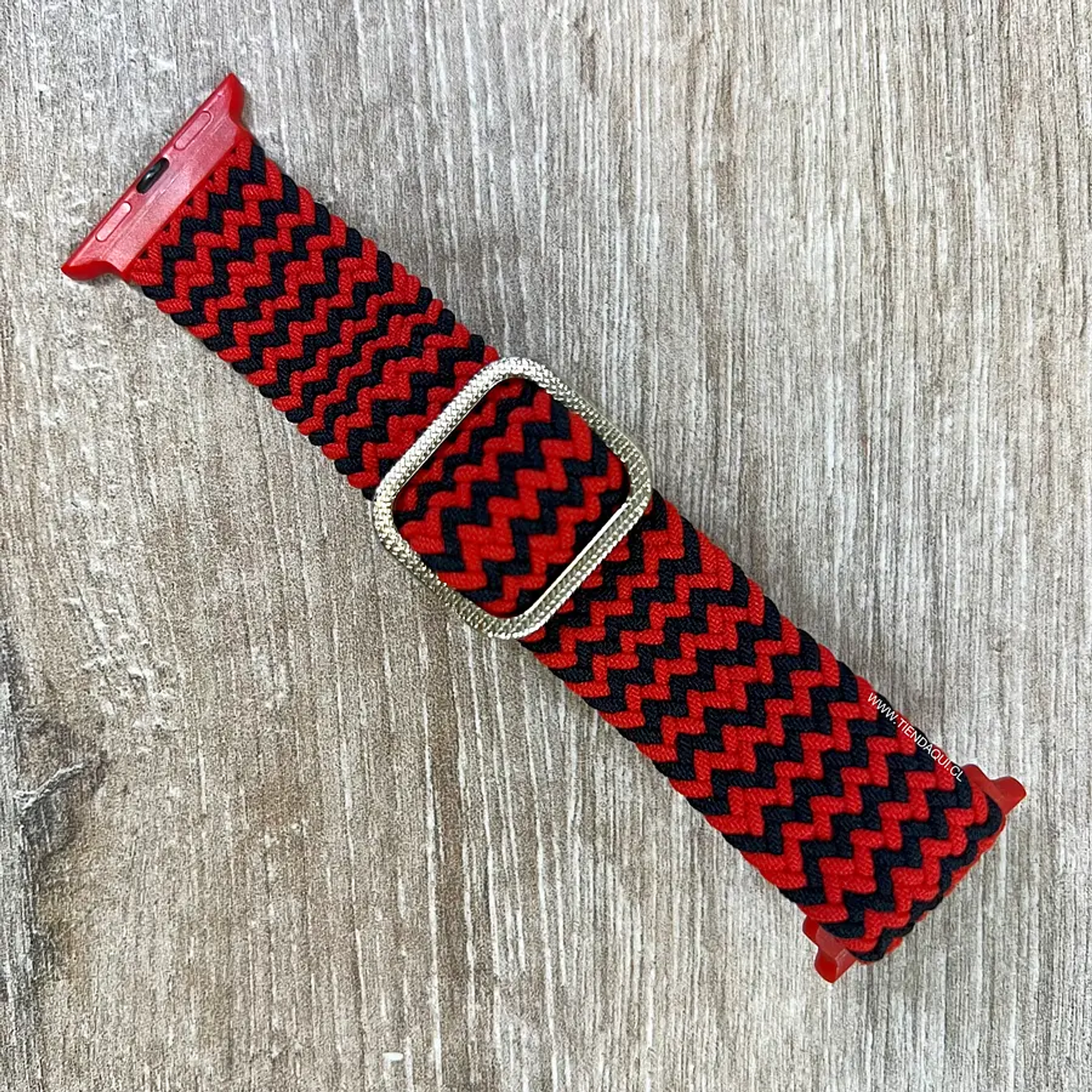 Correa trenzada elasticada Sololoop Ajustable 38/40/41mm color: rojo y negro 
