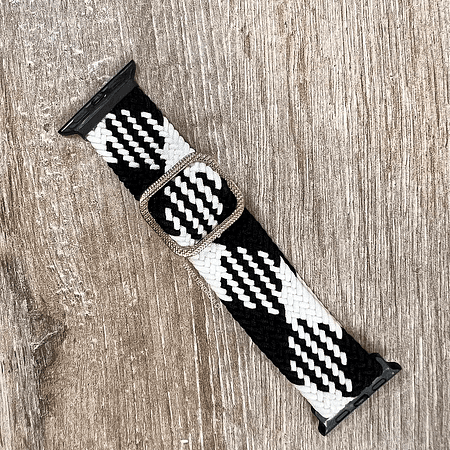 Correa trenzada elasticada Sololoop Ajustable 38/40/41mm color: blanco y negro 