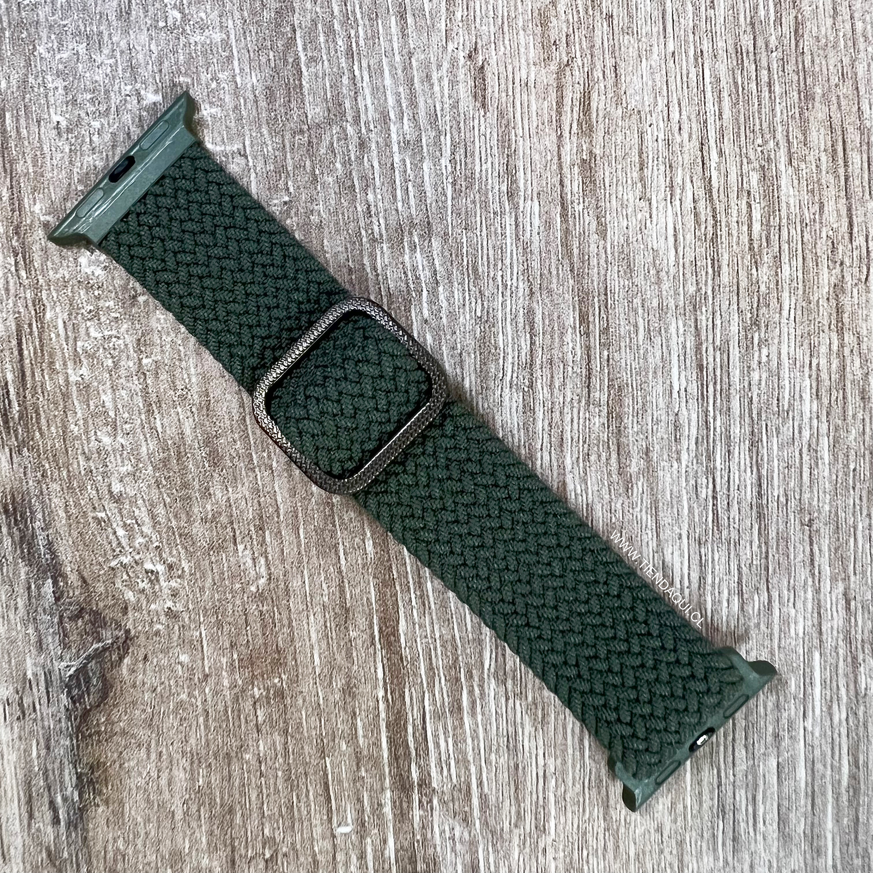 Correa trenzada elasticada Sololoop Ajustable 38/40/41mm color:verde petroleo 