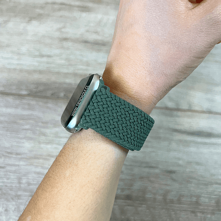 Correa trenzada elasticada Sololoop Ajustable 38/40/41mm color:verde petroleo 