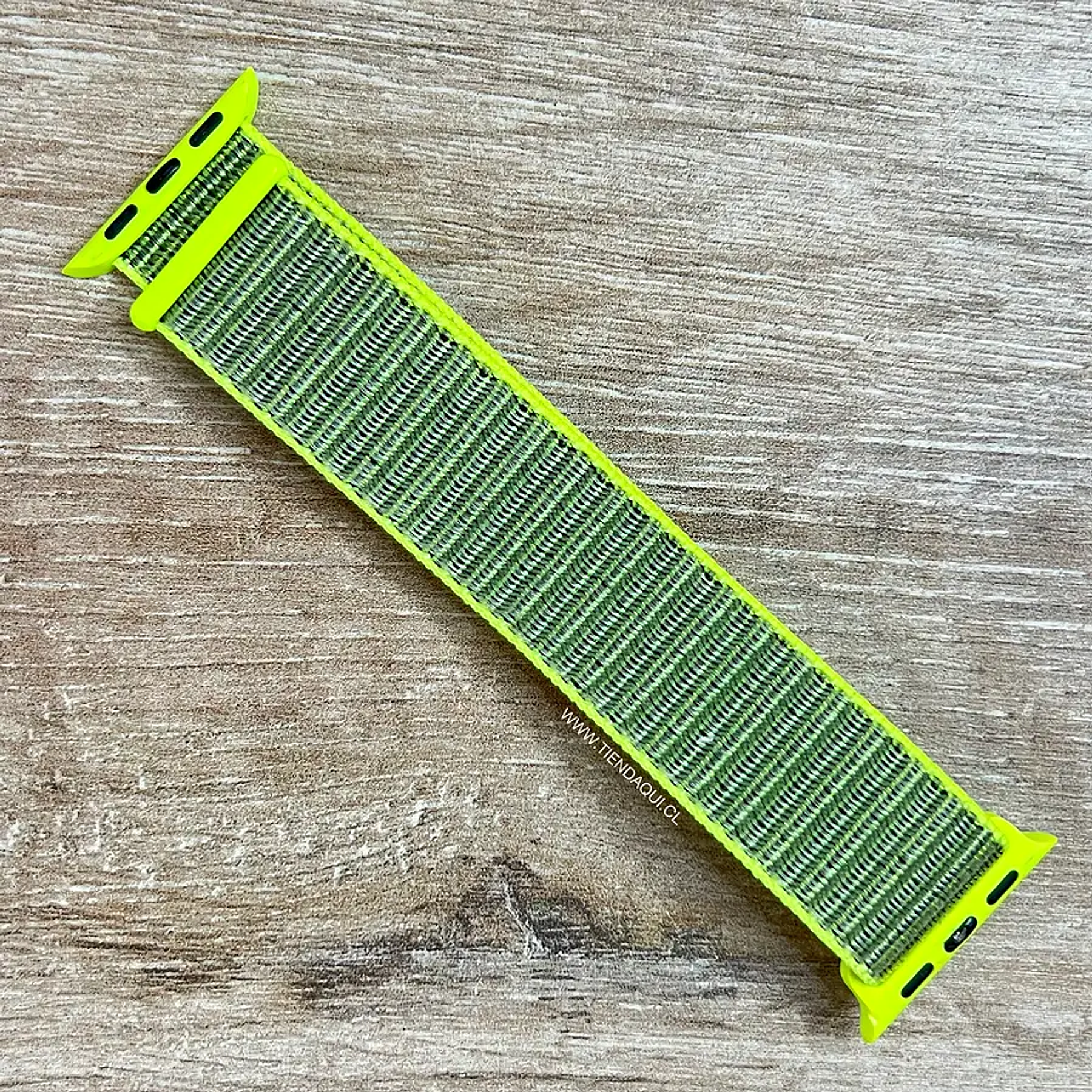 Correa velcro nailon color: gris con bordes verde flúor (38/40/41mm)