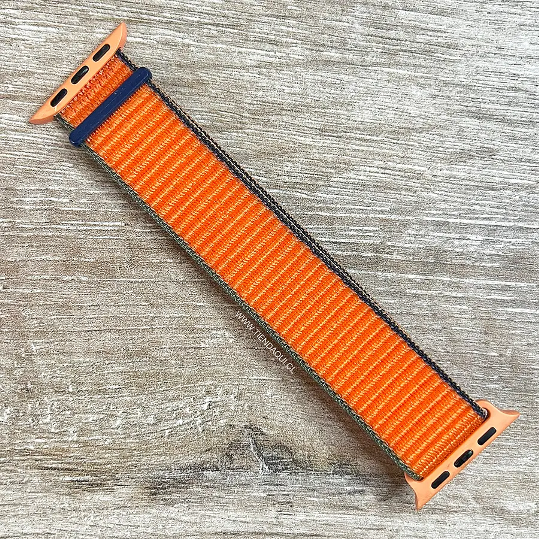 Correa velcro nailon color: naranja con bordes azul y verde (38/40/41mm)