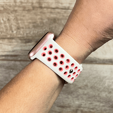 Correa deportiva 38/40/41mm color: blanca c/puntos rosas