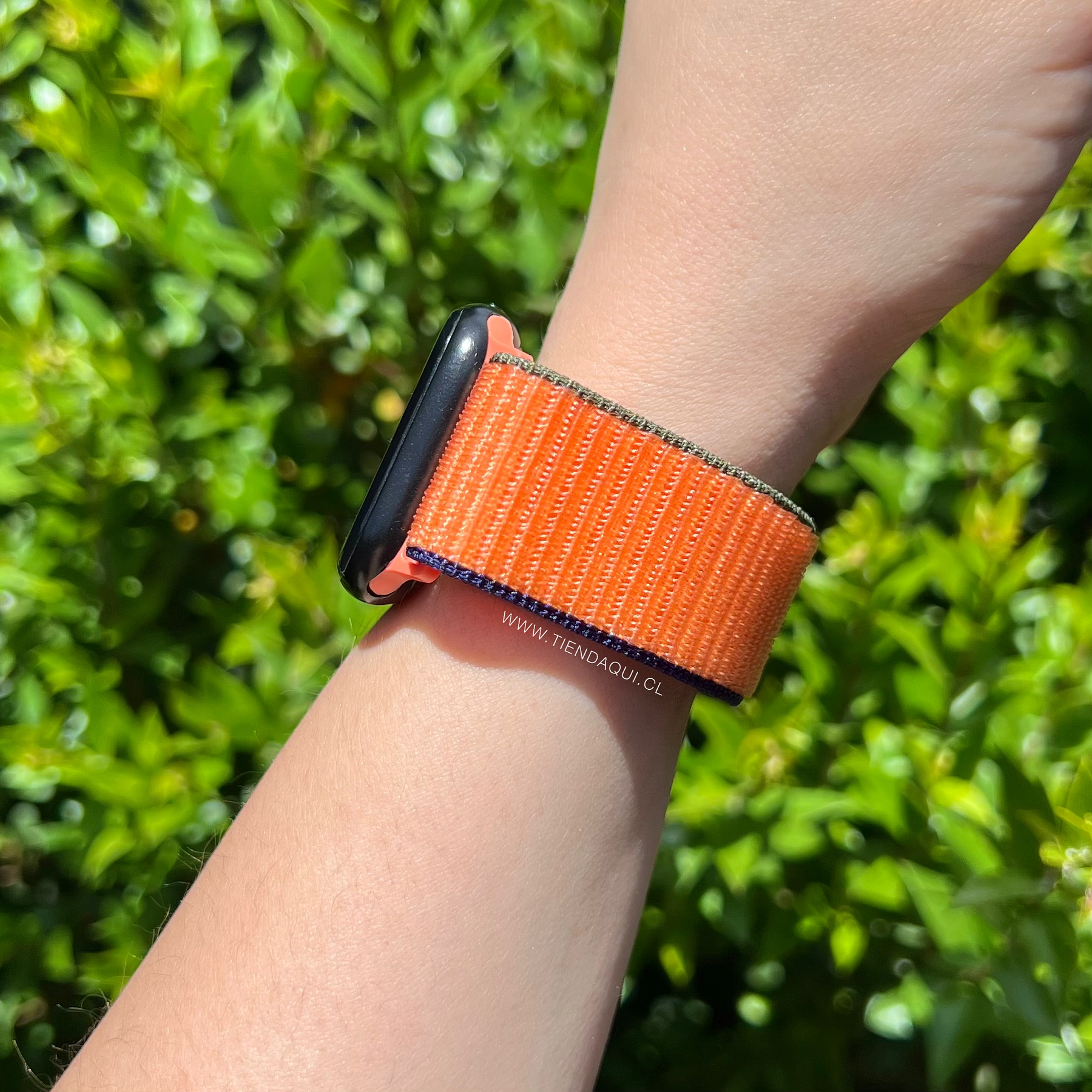 Correa velcro nailon color: naranja con bordes azul y verde (38/40/41mm)