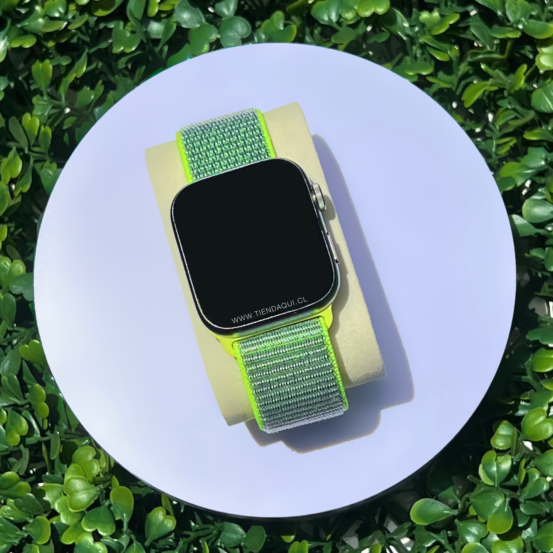 Correa velcro nailon color: gris con bordes verde flúor (38/40/41mm)