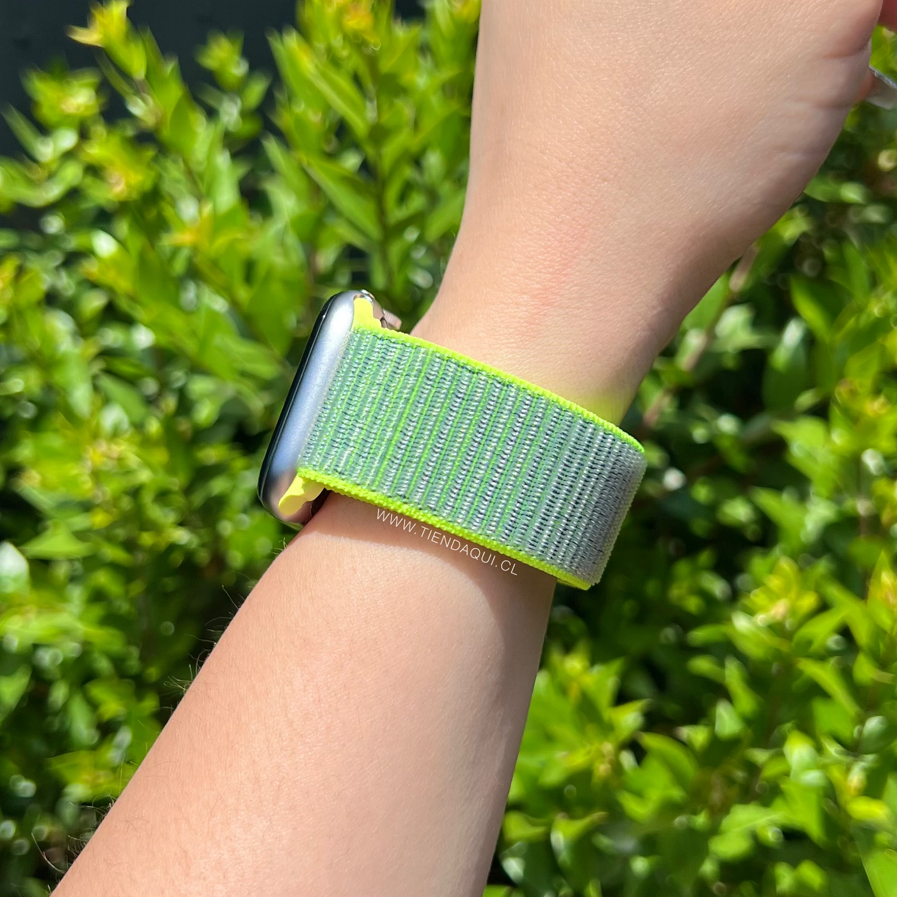 Correa velcro nailon color: gris con bordes verde flúor (38/40/41mm)