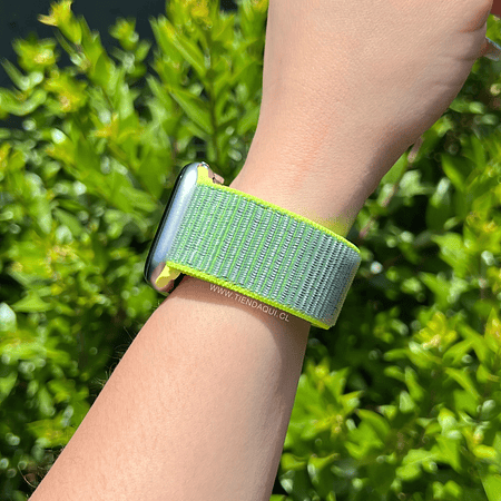 Correa velcro nailon color: gris con bordes verde flúor (38/40/41mm)
